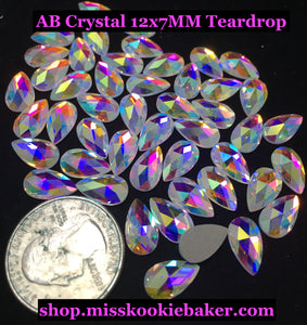 AB Crystal 12x7MM Flat Back Teardrop