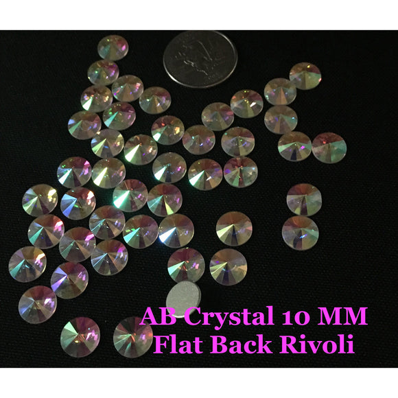 JUNAO 10mm Sewing Black AB Rivoli Rhinestones Flatback Acrylic Crystal  Stone Appliques Sew On Round Strass Beads for Clothes