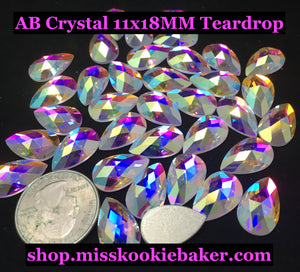 AB Crystal 11x18MM Flat Back Teardrop