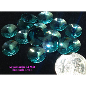 Aquamarine 14 MM Flat Back Rivoli