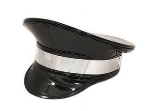 Black Police Hat with Silver Plate