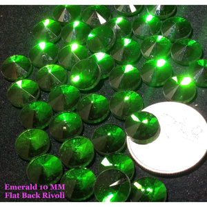 Emerald 10 MM Flat Back Rivoli
