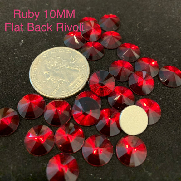Ruby 10 MM Flat Back Rivoli