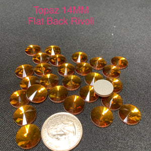 Topaz  14 MM Flat Back Rivoli