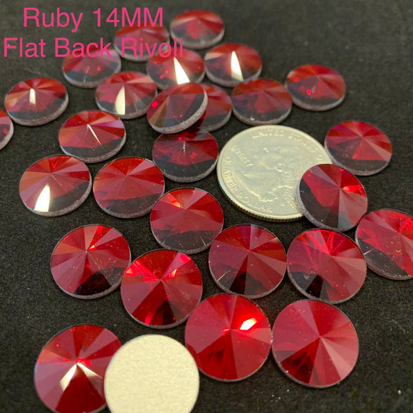 Ruby 14 MM Flat Back Rivoli