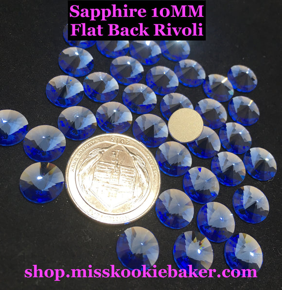 Sapphire 10 MM Flat Back Rivoli