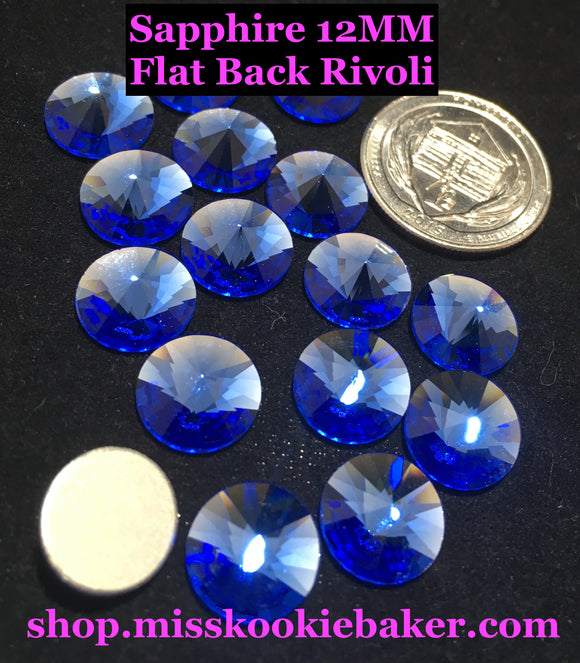 Sapphire 12 MM Flat Back Rivoli