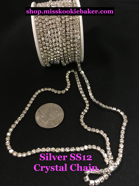 Silver SS12 Crystal Rhinestone Chain